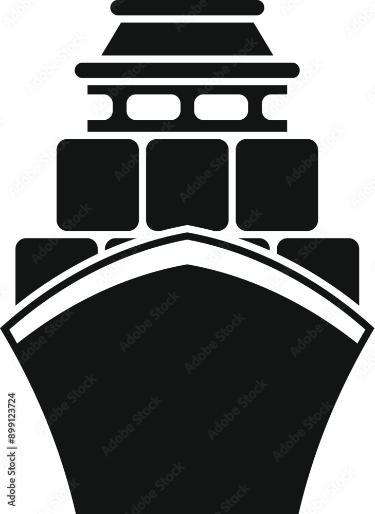 Sticker simple icon depicting a cargo ship transporting goods in containers, emphasizing global trade and lo