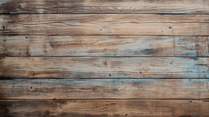 Naklejka premium Horizontal composition of weather-beaten wooden boards, showcasing rich patina and intricate wood patterns, great for adding depth to designs