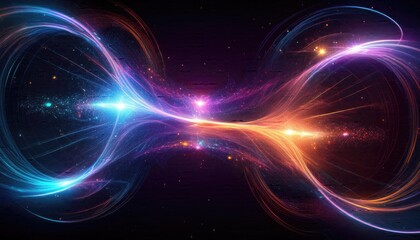 Fototapeta premium Quantum particles, Quantum Energy Teleportation, moving matter or energy from one place to another without crossing