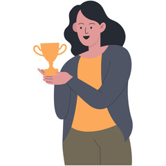 Sports Winner People Cartoon Character. Flat Vector Graphic.