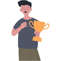 Sports Winner People Cartoon Character. Flat Vector Graphic.