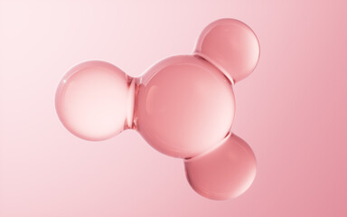 Transparent pink bubbles background, 3d rendering.