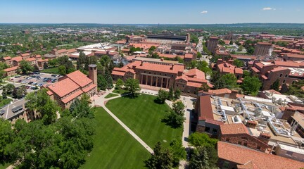 Aerial of Colorado University Boulder, Colorado, United States of America.