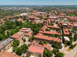 Aerial of Colorado University Boulder, Colorado, United States of America.