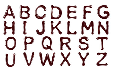 vector alphabet letters, numbers and symbols made of chocolate syrup