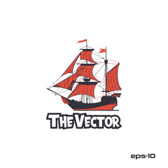 Sailing boat logo, vector, mascot, character, cartoon, illustration
