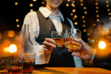 whiskey, for a friendly party in a bar or a restaurant.