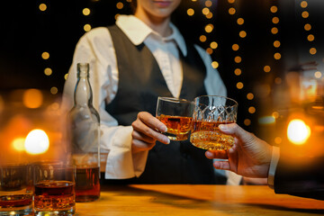 whiskey, for a friendly party in a bar or a restaurant.