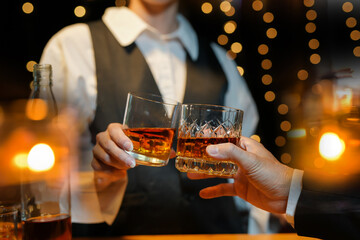 whiskey, for a friendly party in a bar or a restaurant.