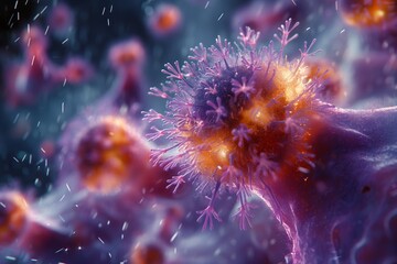 close-up, microscopic view of spiky stress hormones