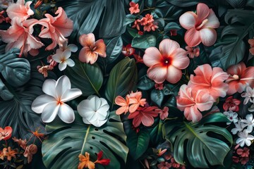 Obraz premium Tropical Floral Arrangement with Lush Greenery