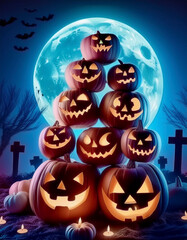 Fototapeta premium halloween jack o lantern pumpkins