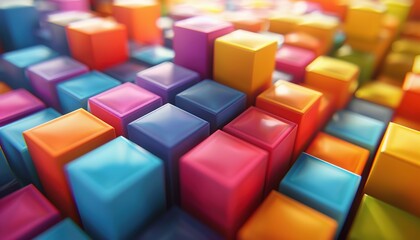Obraz premium Set of colorful cubes, 3d render 