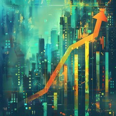 business graph with arrow