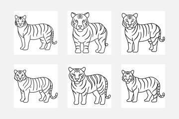 Obraz premium Enhance Your Art with Tiger Line Art Set Illustrations 