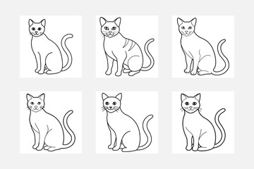 Fun Cat Line Art for Kids Coloring Book Projects