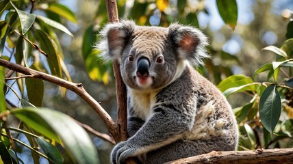 Naklejka premium Koala is sitting on a branch.