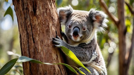 Fototapeta premium Koala is sitting on a branch.