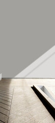shadow on gray wall and cement walk way cop space