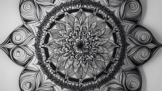 Exquisite Floral Mandala: Intricate and Relaxing Flower Patterns for Mindful Art Therapy and Stress Relief - abstract mandala flower  design. black white