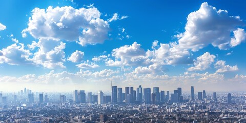 Expansive Panoramic View of Bustling City Under Cloudy Skies