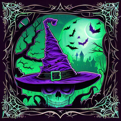 halloween background with witch