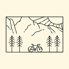 Camping hiking climbing mountain nature illustration