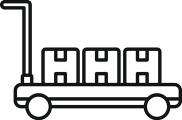 Line icon of a warehouse hand truck carrying cardboard boxes