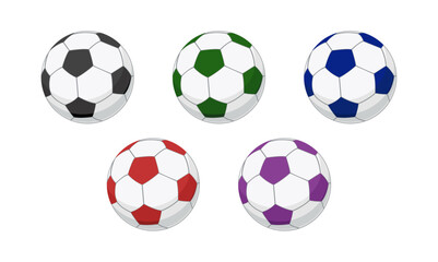 Colorful set of soccer balls. 