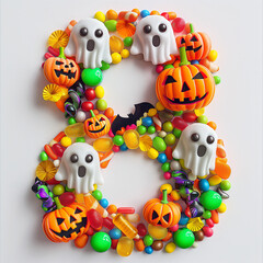 Fototapeta premium Charming Halloween Numbers 8 generative ai
