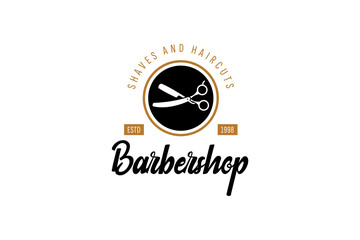 Fototapeta premium Barbershop Logo Vector Design. Logo for barbershop, cut and shave, Hair Stylist.