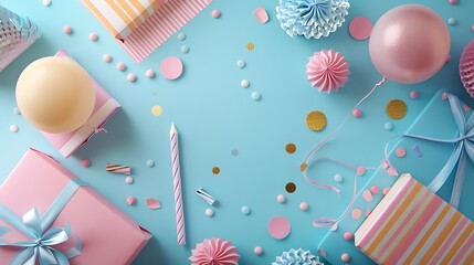 Colorful birthday or party invitation card mockup