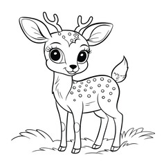 Adorable deer outline vector illustration, perfect for nature and animal-themed designs.