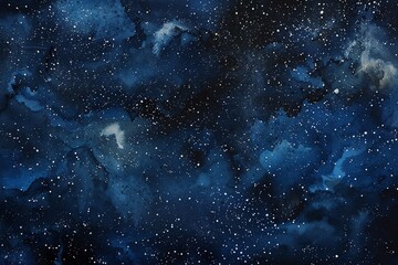 Fototapeta premium A captivating watercolor illustration of a vast galaxy filled with vibrant blue hues and twinkling stars.
