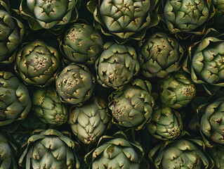 Fresh Artichokes Vegetable Green Background