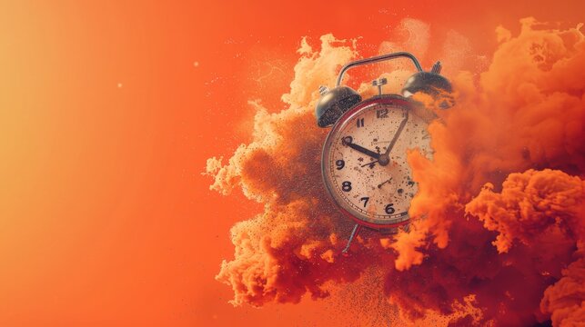 Vintage Clock Exploding in a Burst of Time and Color