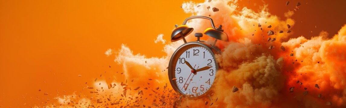 Vintage Clock Exploding in a Burst of Time and Color