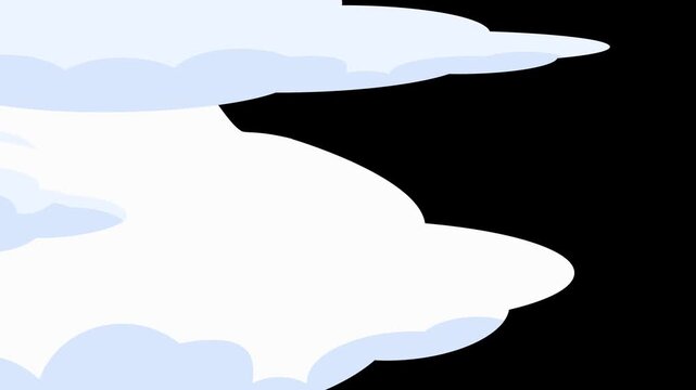 Intro Cartoon Cloud Transition with Moving Clouds In and Out. 4K Alpha Channel Background Animation