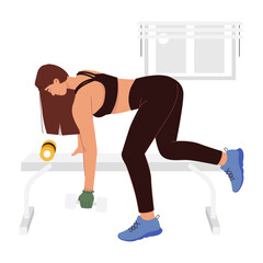 Obraz premium A dumbbell row illustration designed in flat style