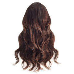 Luxurious Long Flowing Brown Hair Isolated on White Background