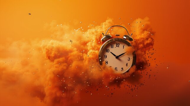 Vintage Clock Exploding in a Burst of Time and Color