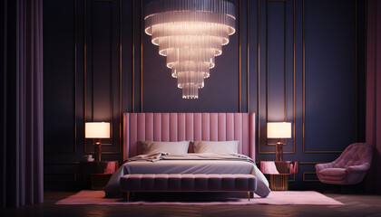 Elegant Hollywood glam bedroom crystal chandelier 