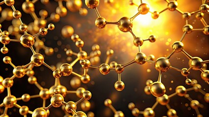 Abstract golden chemical molecule background, science, research, technology, chemistry, structure
