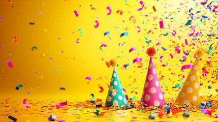 Colorful Birthday Party Confetti and Hats