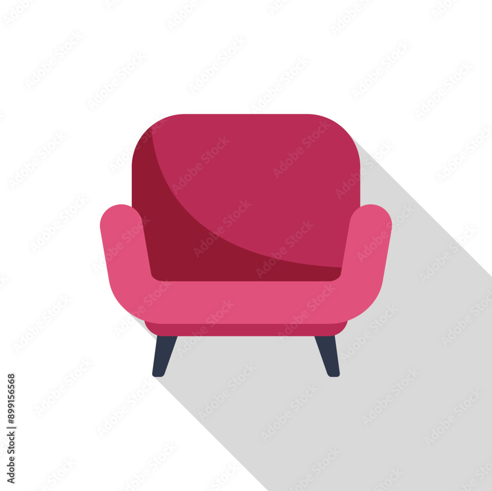 Poster comfortable pink sofa standing in living room with long shadow