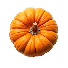 Orange pumpkin top view isolated on transparent background