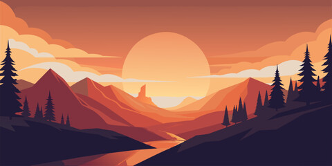 Beautiful Sunset Background Artwork: High-Quality Illustration