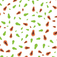 Hand drawn Papaya fruit pattern background vector design, flat illustration.