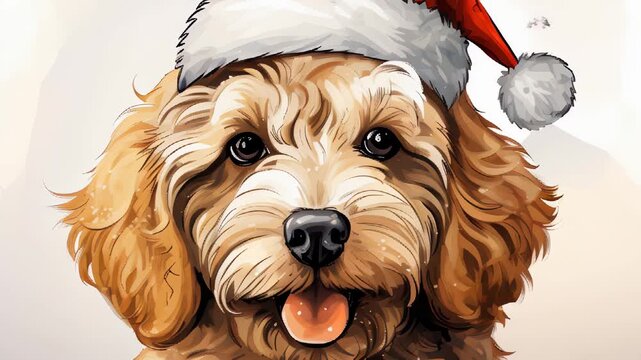 Cute dog in santa hat celebrating the holiday season