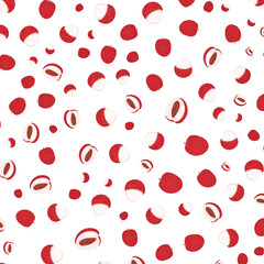Hand drawn lychee pattern background vector design, flat illustration.
